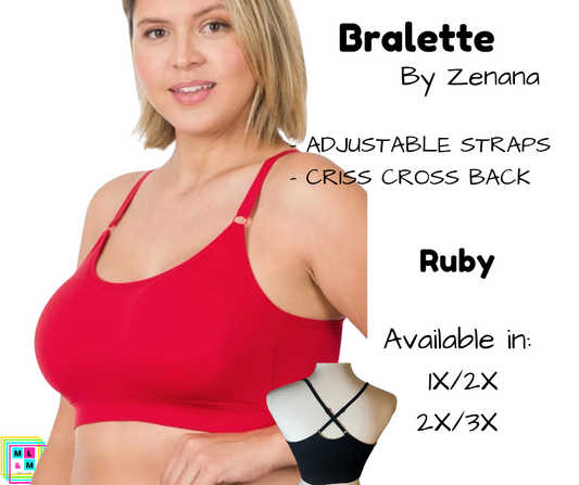 Plus Cross Back Bralette - Ruby
