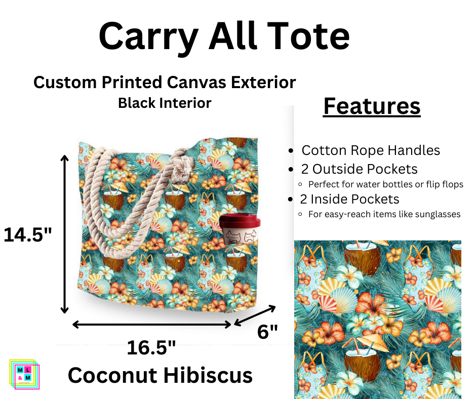 Coconut Hibiscus Carry All Tote