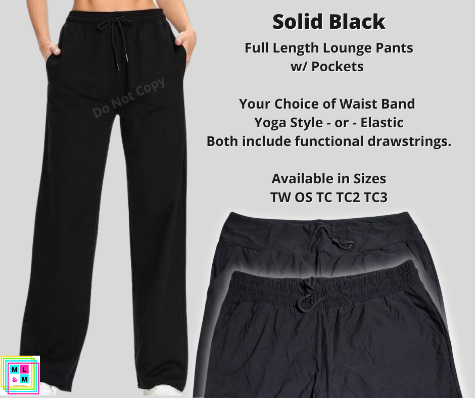 Solid Black Full Length Lounge Pants