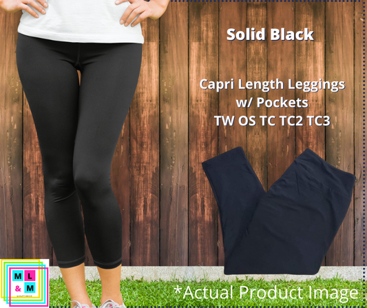 Solid Black Capris w/ Pockets
