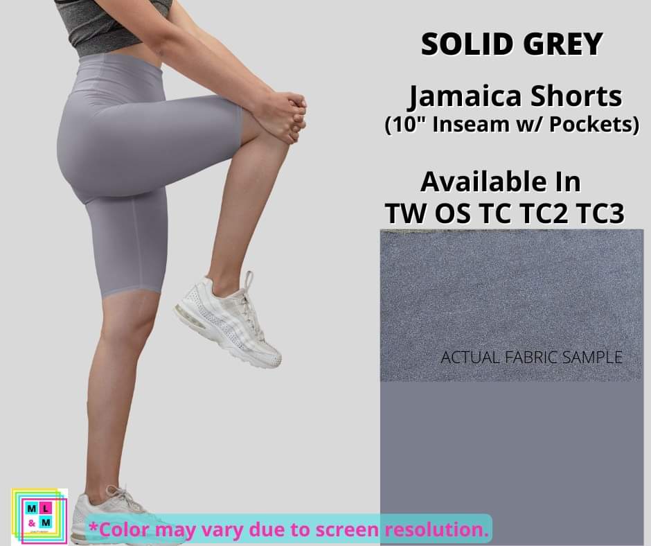 Solid Grey 10" Jamaica Shorts