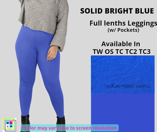 Solid Bright Blue Full Length w/ Pockets