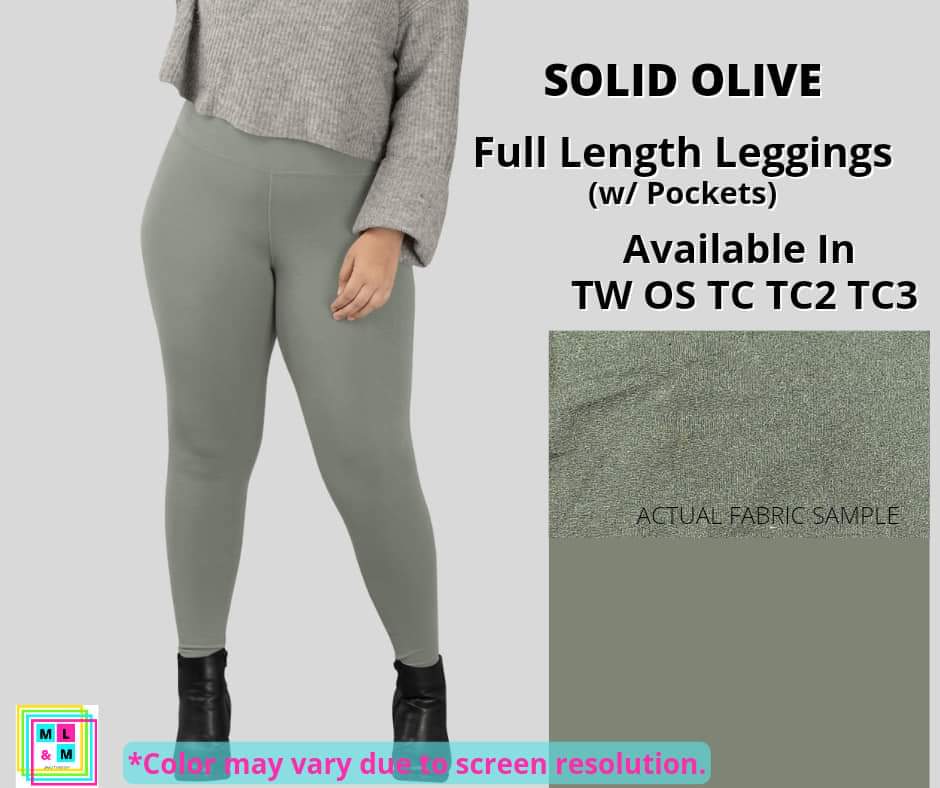 Solid Olive Full Length w/ Pockets