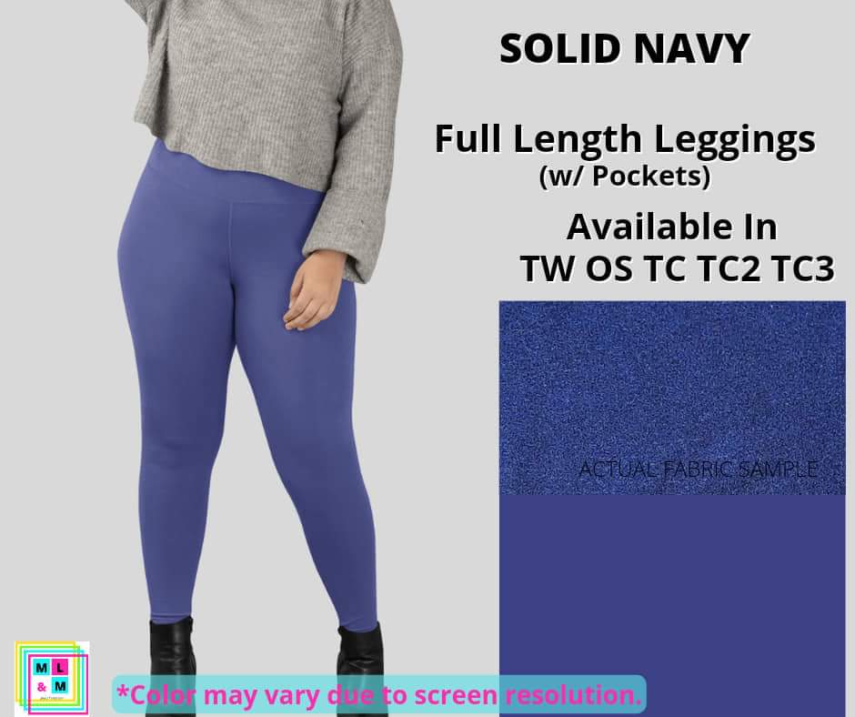 Solid Navy Full Length w/ Pockets