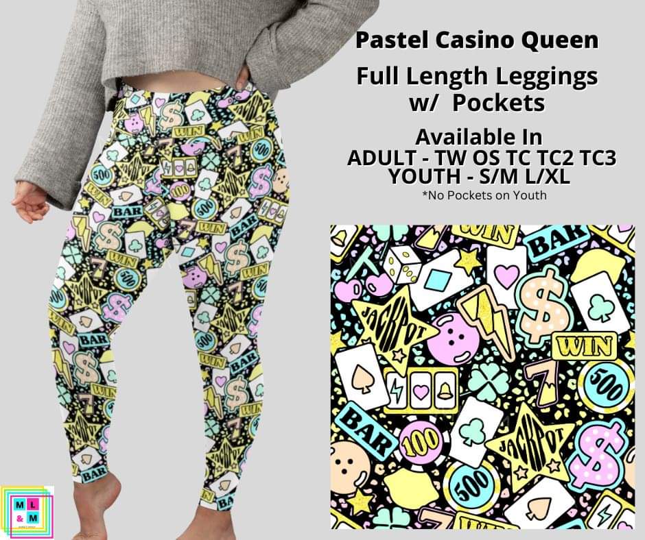 Pastel Casino Queen Full Length Leggings w/ Pockets