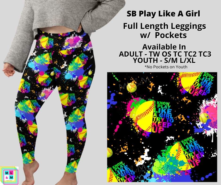 SB Play Like a Girl Full Length Leggings w/ Pockets