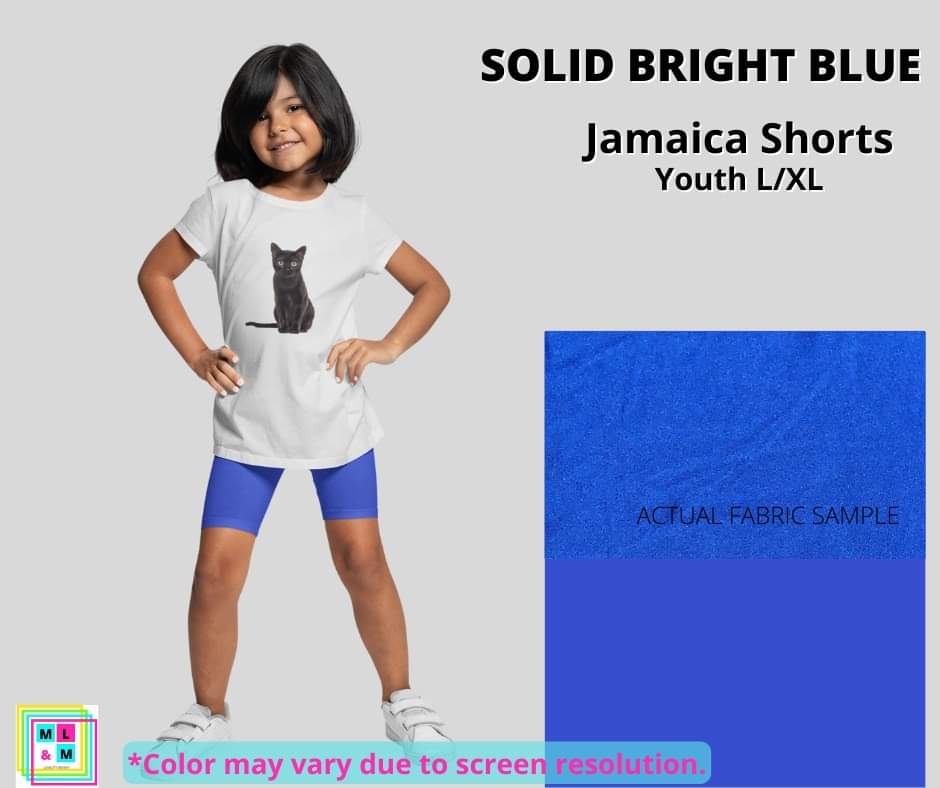 Solid Bright Blue Youth Jamaica Shorts