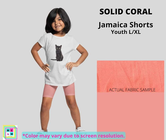 Solid Coral Youth Jamaica Shorts