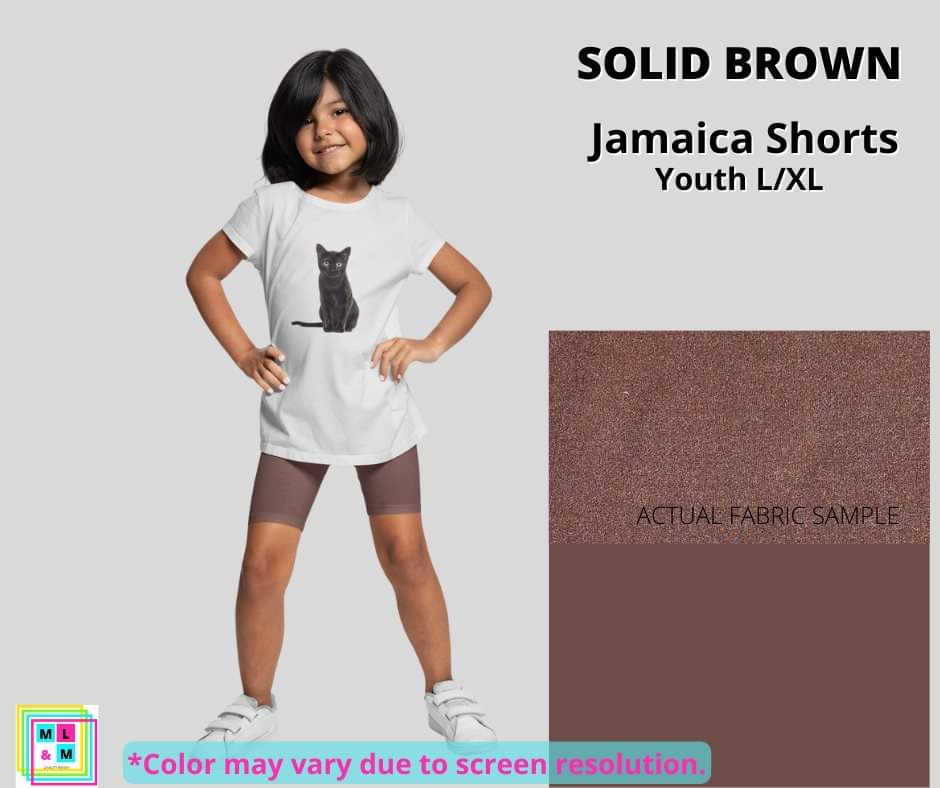Solid Brown Youth Jamaica Shorts
