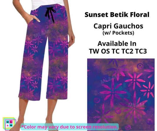 Sunset Betik Floral Capri Gauchos