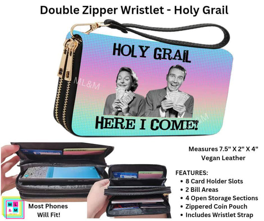 Holy Grail Double Zipper Wristlet