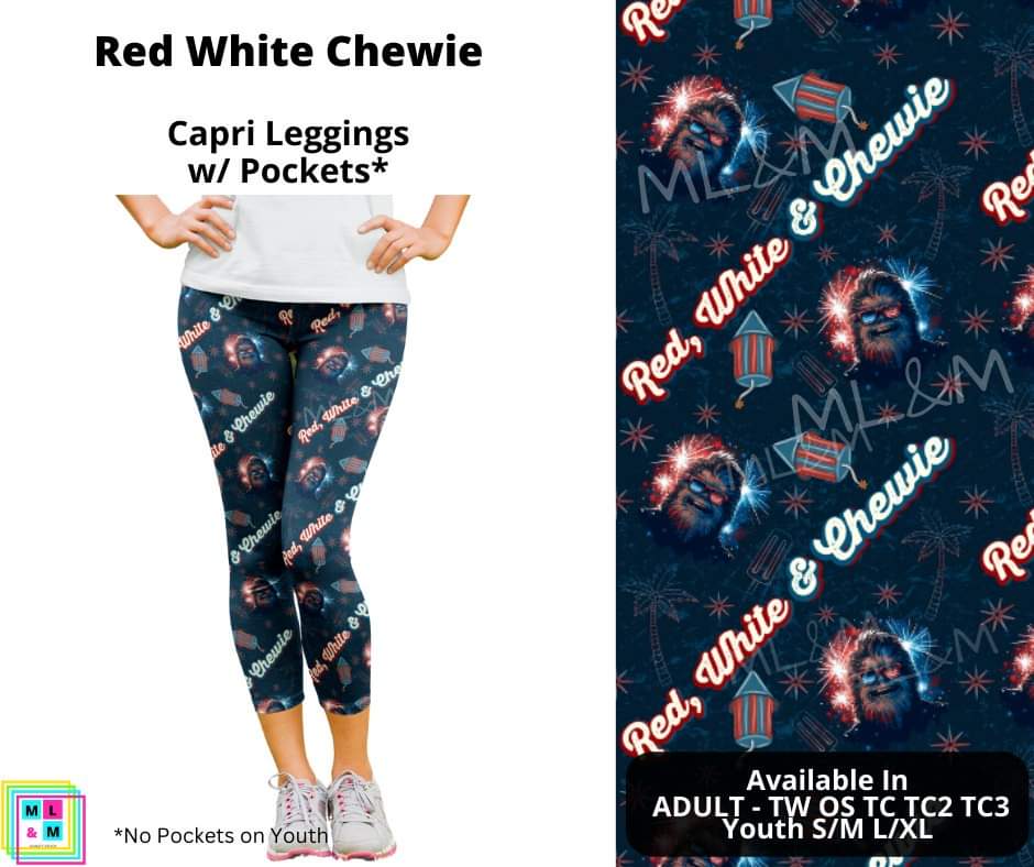 Red White Chewie Capri Length w/ Pockets