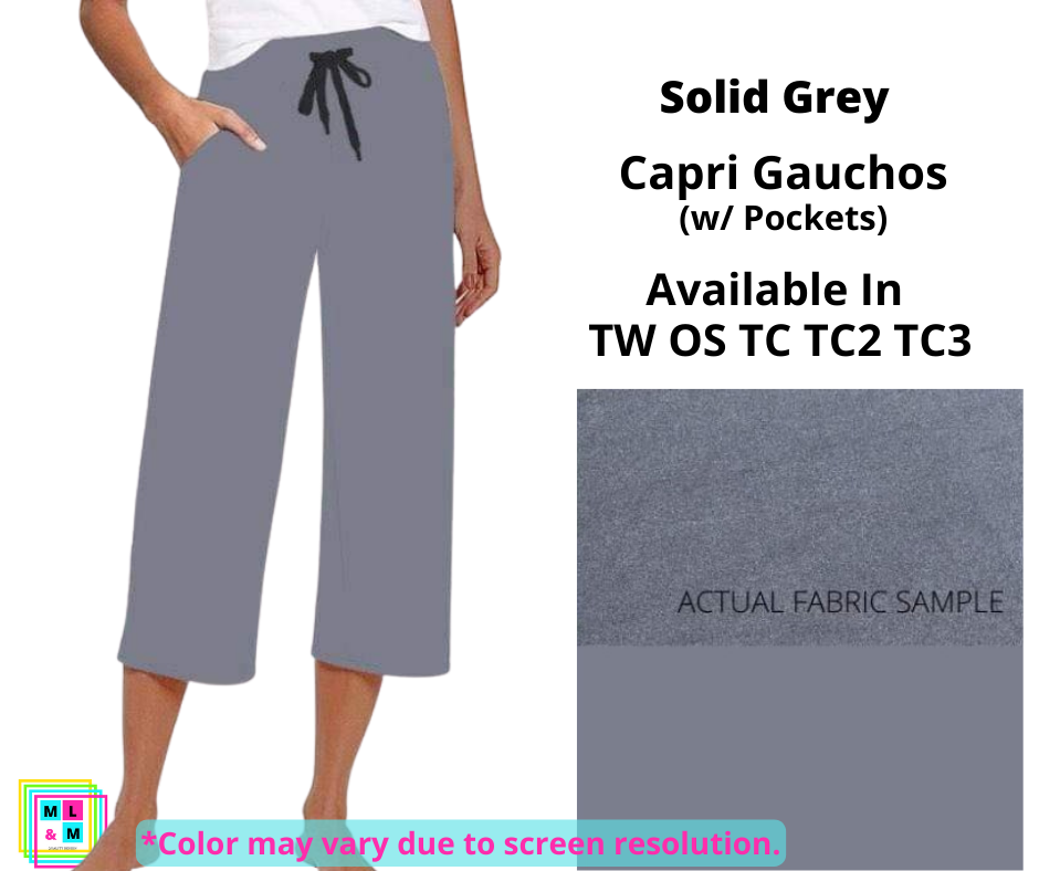 Solid Grey Capri Gauchos